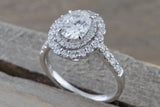 Double Halo Oval Moissanite