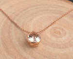 14k Rose Gold Pear Shape Bezel Morganite Necklace