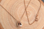 14k Rose Gold Pear Shape Bezel Morganite Necklace