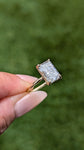 14K Yellow Gold 3.0 Radiant Lab Grown Diamond Engagement Ring with a Hidden Halo