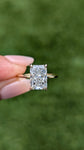 14K Yellow Gold 3.0 Radiant Lab Grown Diamond Engagement Ring with a Hidden Halo