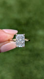 14K Yellow Gold 3.0 Radiant Lab Grown Diamond Engagement Ring with a Hidden Halo