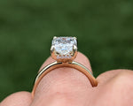 14K Yellow Gold 3.0 Radiant Lab Grown Diamond Engagement Ring with a Hidden Halo