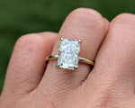 14K Yellow Gold 3.0 Radiant Lab Grown Diamond Engagement Ring with a Hidden Halo