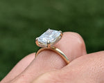 14K Yellow Gold 3.0 Radiant Lab Grown Diamond Engagement Ring with a Hidden Halo