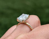 14K Yellow Gold 3.0 Radiant Lab Grown Diamond Engagement Ring with a Hidden Halo