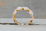 Pear and Baguette Halo Diamond Band Ring