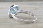 Cushion Diamond Halo Aquamarine Ring 9x9mm