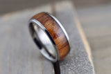 Rosewood Underlay in Titanium 8mm Domed High Men's Ring