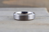 Titanium 8mm Matte Finish Beveled Edge Men's Ring