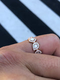 Pear and Baguette Halo Diamond Band Ring