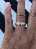 Pear and Baguette Halo Diamond Band Ring