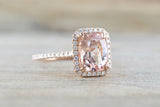Rebecca Elongated Cushion Morganite Diamond Halo Ring ASPER1430041