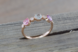 Multi Colored Sapphire 3 Gemstone Ring B10075