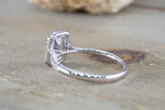 Elongated Natural Light Blue Sapphire Halo Diamond Engagement Ring M3064
