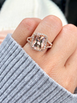 Ava Morganite Elongated Cushion Cut Halo Ring