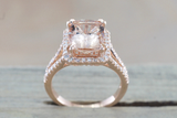 Ava Morganite Elongated Cushion Cut Halo Ring