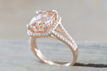 Ava Morganite Elongated Cushion Cut Halo Ring