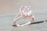 Ava Morganite Elongated Cushion Cut Halo Ring