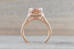 Ava Morganite Elongated Cushion Cut Halo Ring