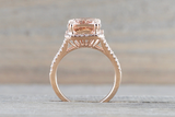 Ava Morganite Elongated Cushion Cut Halo Ring