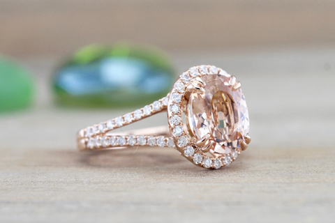 Payment plan Ava Morganite Oval Cut Halo Ring