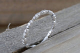 14k White Gold Dainty Thin Three Oval  Diamond Band Stackable Design Ring Curve 3/4 diamond around