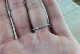 14k White Gold Dainty Thin Three Oval  Diamond Band Stackable Design Ring Curve 3/4 diamond around