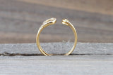 14k Yellow Gold Diamond Safety Pin Design Ring Band Solid