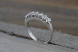14k White Gold Rose Cut Classic Diamond Vintage Ring Antique Half Dainty Band