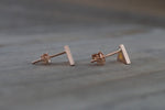 14k Rose or Yellow Gold Pyramid Triangle Stud Earring Studs Open