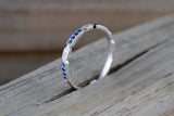 14k White Gold Blue Sapphire And Diamond Pave Stackable Ring