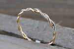 Gold Round Diamond Rope Twined Vine Engagement Pave Ring ASPBR010009