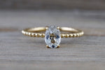 14k Yellow Gold Oval Cut White Topaz Gemstone Ring Engagement Promise Ring Rope