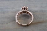 14k Rose Gold Round Morganite Diamond Ring Crown Vintage Design
