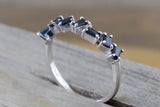 Gold Sapphire Staggered Baguette Cut Band Ring B10080
