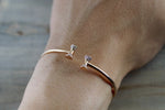 18k Rose Gold Open Cuff Bow Micro Pave Diamond Twistable Bangle Dainty Size