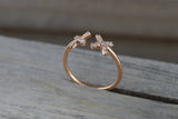 14k Solid Rose Gold Diamond Open Triangle Xoxo Fashion Ring Band Love Xs Kiss Kisses