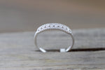 18kt White Gold Diamond Vintage Classic Pave and Single Prong Band Ring Wedding