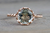 Melrose carat 14k Rose Gold 8mm Round Green Amethyst Engagement Ring Crown Vintage Design Rope Classic November Birthstone