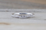 18kt White Gold Round Brilliant And Baguette Cut Diamond Ring Engagement Wedding Band Promise Fashion Design