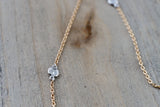 18k Rose and White Gold 5 Diamond Necklace Chain Dainty 16inches Diamond by the yard