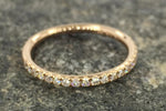 14k Rose Gold Dainty Thin Diamond Engagement Wedding Band Ring Brilliant Cut