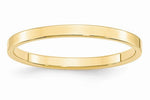 14kt Solid Gold Flat Wedding Band 2mm Width
