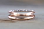 14kt Rose Gold Diamond Double Row Fashion Fun Love Space Gap Ring Band Stacking Stackable Stack Dainty