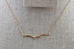 14k Yellow Gold Branch Necklace Pendant Leaf