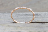 14kt Rose Gold Diamond Ring Marquis Design Vintage Design Rope Classic Milgrain Etching Eternity Stackable