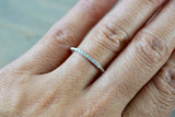 14kt White Gold Thin Diamond Ring Band Wedding Engagement Stack Dainty