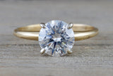 Gold Solitaire Round Moissanite 7.5mm Engagement Ring Charles & Colvard