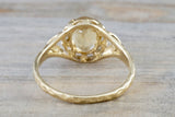 14k Yellow Gold Oval Imperial Topaz Hammered Vintage Art Deco Engagement Anniversary Promise Ring